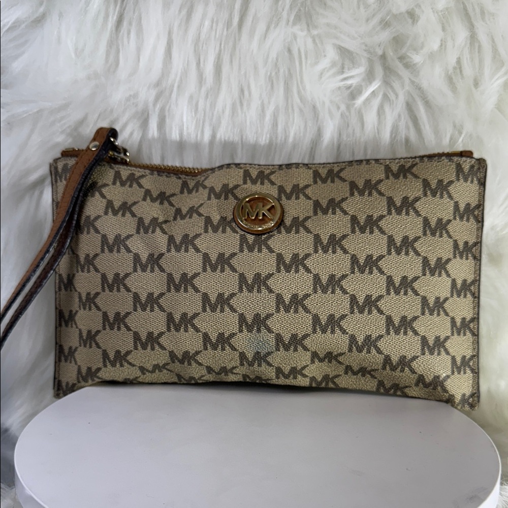 Michael Kors Brown Monogram Clutch